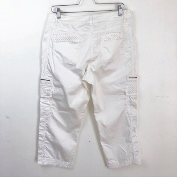 Cache white cooped pants with gold hardware embellishments size 10 - Picture 2 of 8